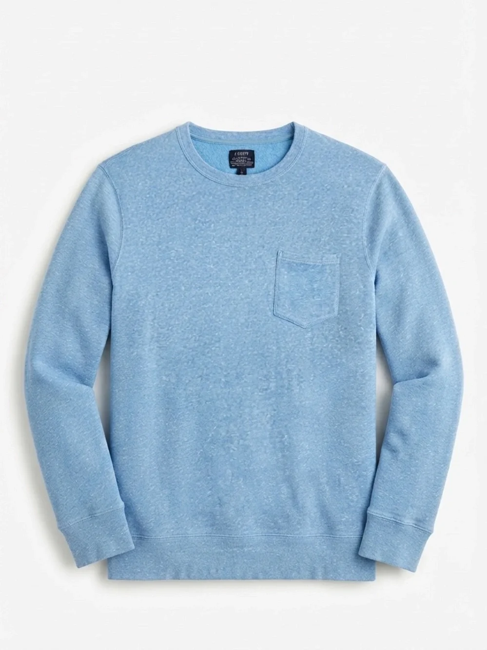 J.Crew Authentic Fleece Pocket Crewneck Sweatshirt - Light Blue Heather | Large